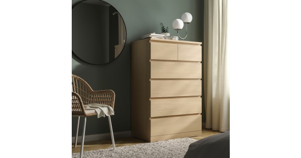 IKEA MALM Chest of 6 Drawers Oak Furniture Urban Sales NZ